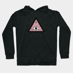 All Seeing eye - Pink with Grey eye Hoodie